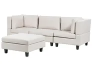 Modular Sofa 3 Seater UNSTAD with Ottoman Fabric Light Beige_891100
