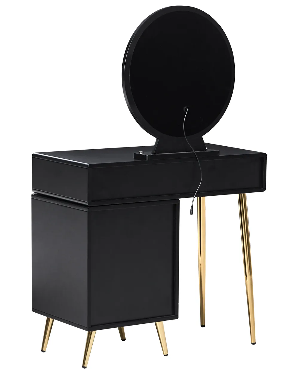Dressing Table with Mirror and Stool YVES LED Black_845440