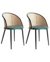 Set of 2 Dining Chairs CORNELL Metal Green