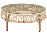 Garden Lounge Set with Table 4 Seater CALASETTA PE Rattan Beige Left Hand_999305