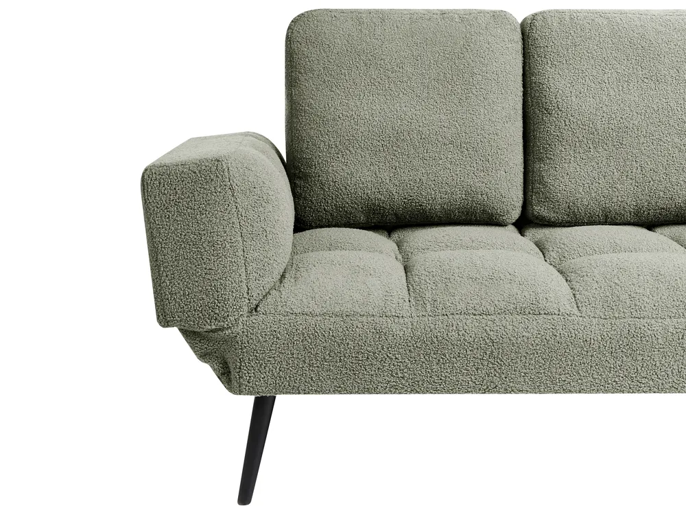 Sofa Bed 2 Seater BREKKE Boucle Green_1068016