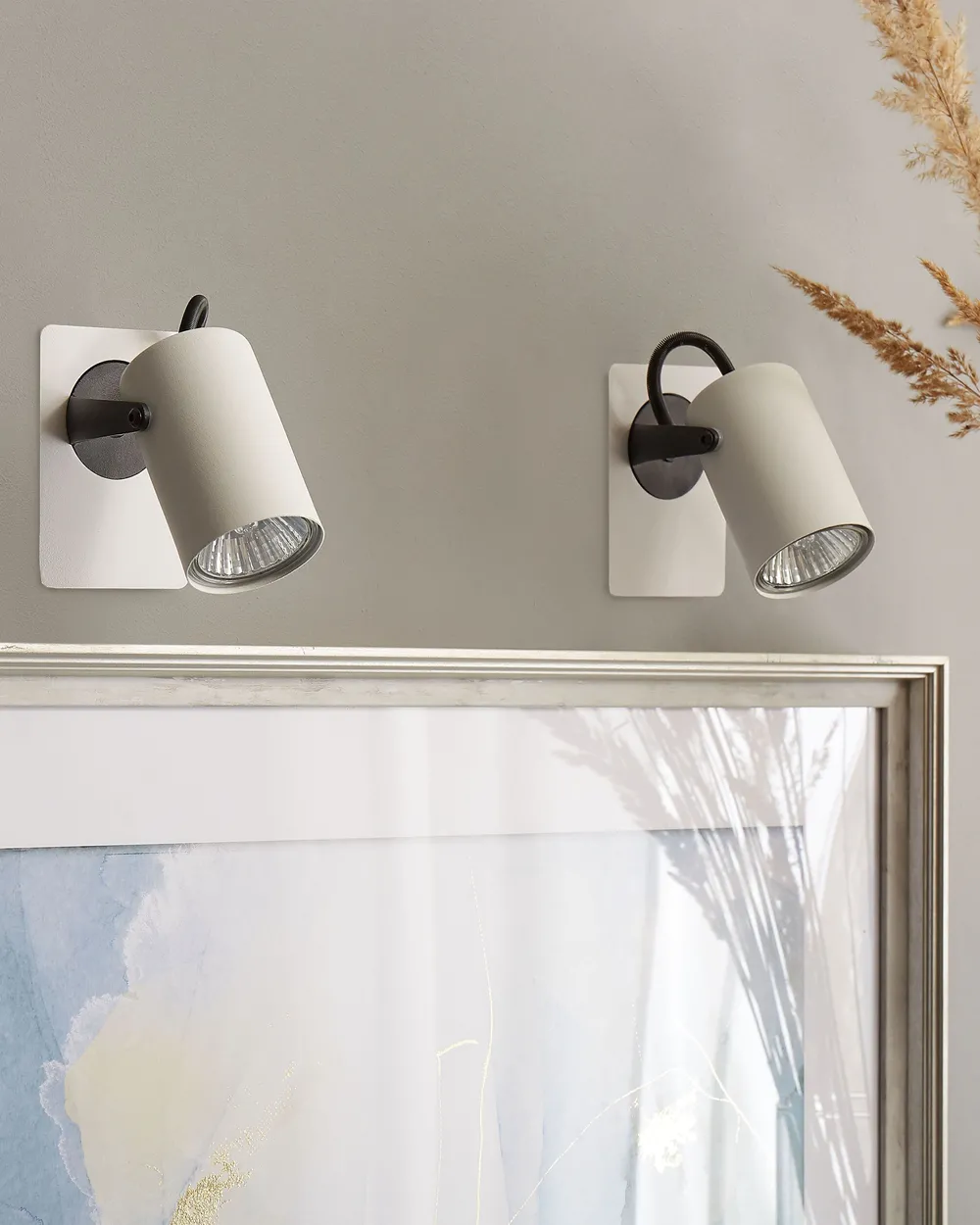 Set med 2 spotlightlampor KLIP Justerbar Metall Vit_828825