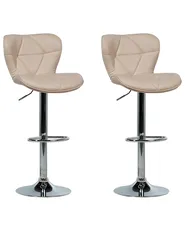Set med 2 barstolar VALETTA Vridbar Konstläder Ljusbeige_782067
