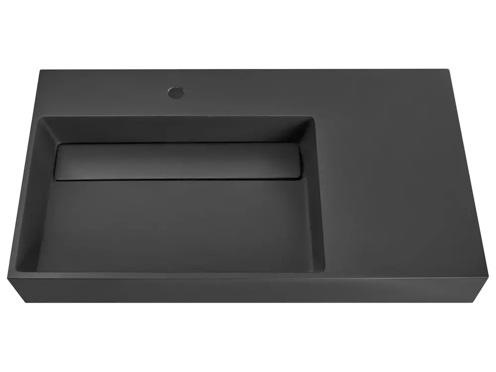 Vägghängt tvättställ CUSCO 90 x 48 cm Mineralmarmor Svart_981458