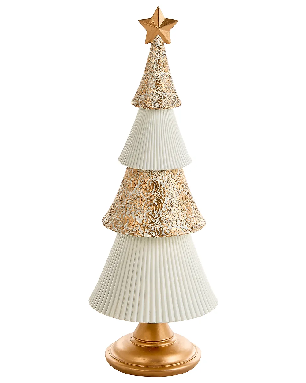 Set of 2 Christmas Decorations ASPO 32/41 cm Christmas Tree Off-White/ Gold_1175717
