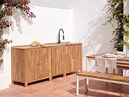 Outdoor Kitchen Cabinet with Sink VENOSA Brown/ Black Acacia Wood_1155550