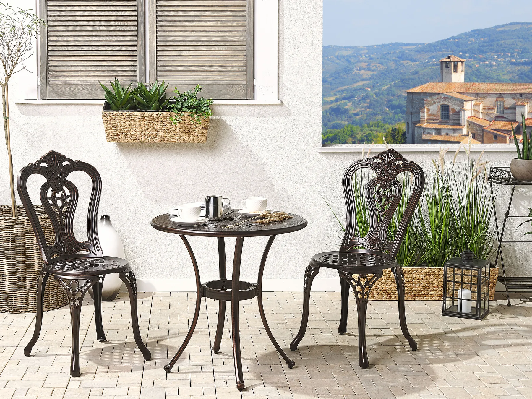 Bistro Set BOVINO Metal Dark Brown_797593