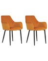 Set of 2 Dining Chairs WELLSTON Velvet Orange