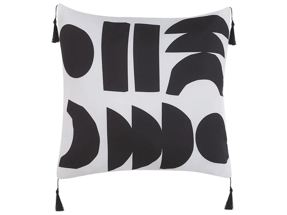 Set of 2 Decorative Cushions LIRIOPE 45 x 45 cm Black/ White Geometric Pattern_815451