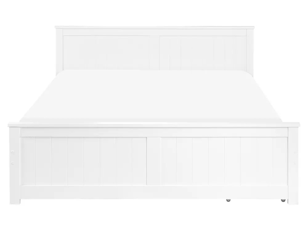 Bed with 2 Drawers SABRAN Pine Wood White 160 x 200 cm (EU King Size)_1061292