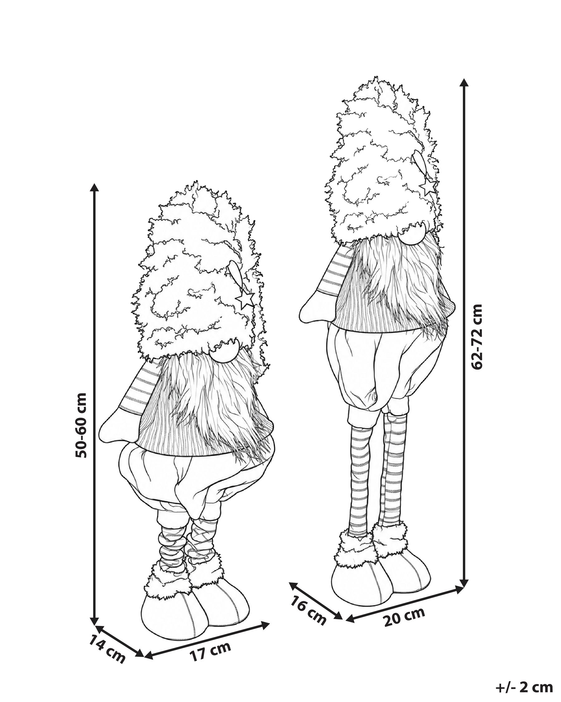 Sett med 2 juledekorasjoner SAARIOINEN 50-60/62-72 cm Nisse Rød/grønn_1179917