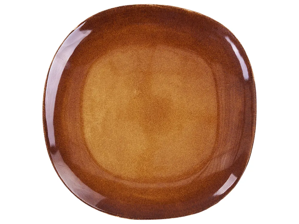 Set of 16 Dinnerware TURMERIC Stoneware Golden Brown_863171