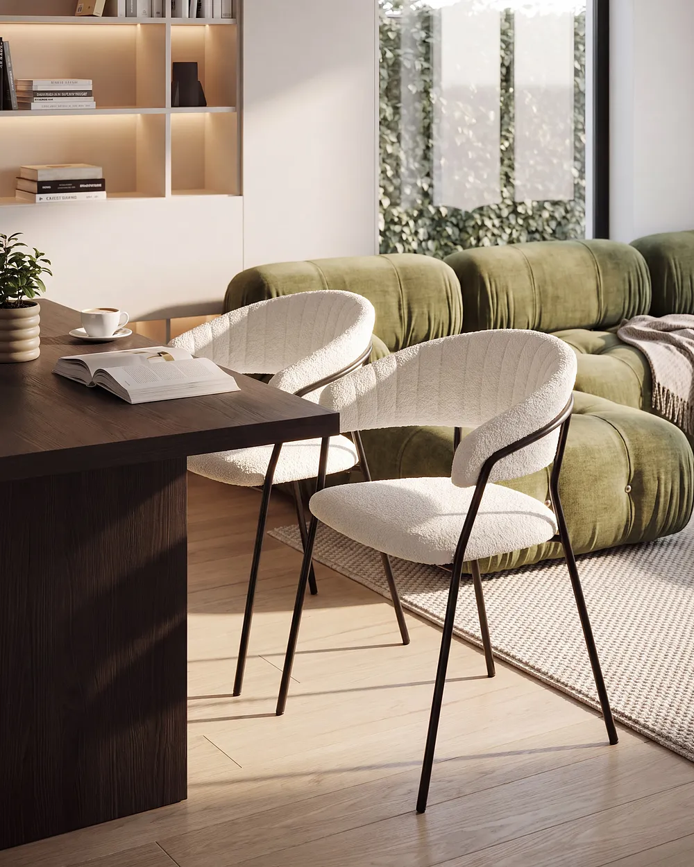 Set of 2 Dining Chairs MARIPOSA Boucle Off-White_1154015