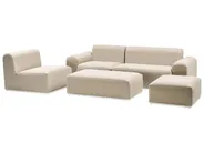 Trädgårdssoffa med fotpall 7-sits BATTIFOLLO Modulär Beige_933838