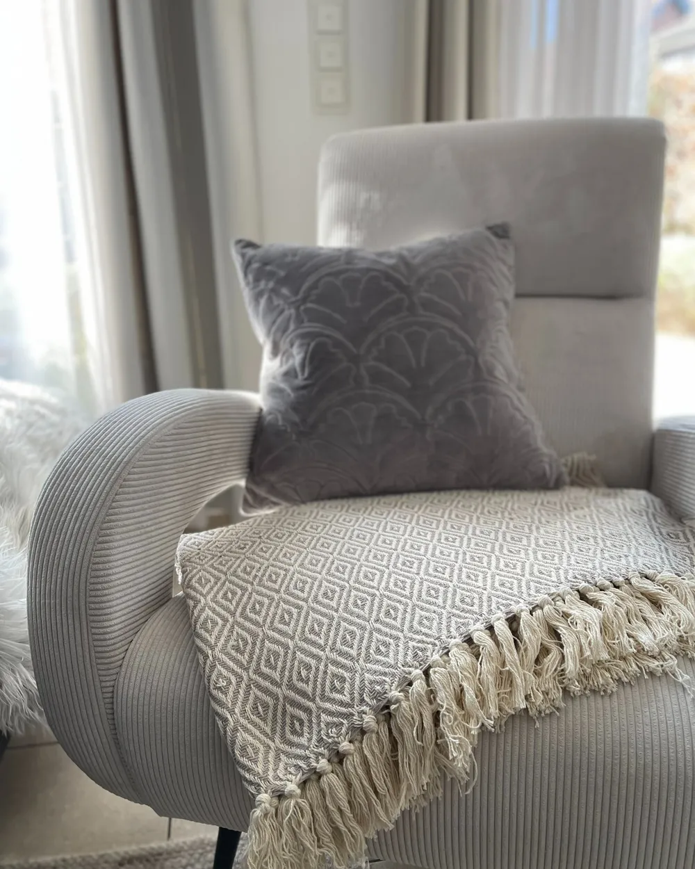 Blanket MITYAL Cotton 125 x 150 cm Taupe_975461