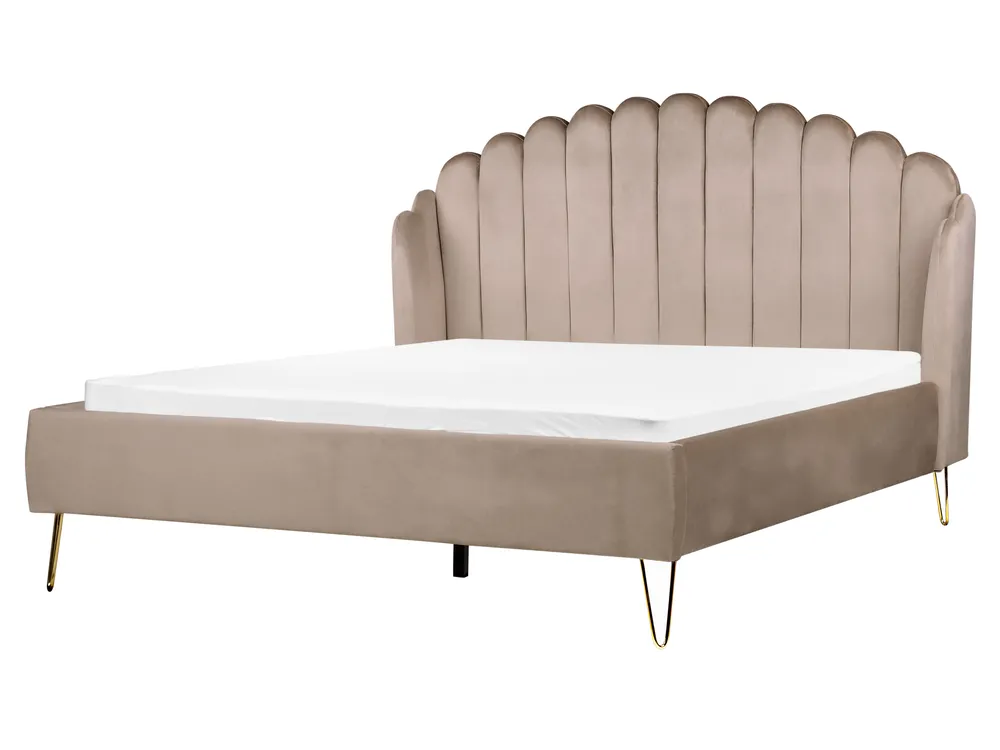 Bed Velvet AMBILLOU 160 x 200 cm (EU King Size) Taupe