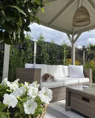 Garden Lounge Set with Table and Ottoman 5 Seater BELLUNO PE Rattan White_877833