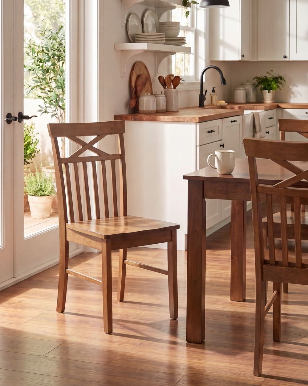Set of 2 Dining Chairs HOUSTON Wood Brown