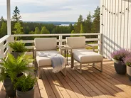 Trädgårdssoffgrupp med bord och fotpall 2-sits NOCI Modulär Metall Beige_1026716