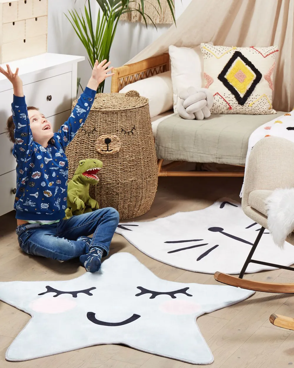 Kids Rug KITTY White ø 100 cm_836484