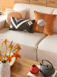 Set of 2 Decorative Cushions MOONFLOWER 45 x 45 cm White Geometric Pattern_828963