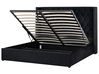 Ottoman Bed LUBBON Velvet Black 180 x 200 cm (EU Super King)