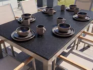 Garden Dining Set 6 Seater GROSSETO Granite Polished Black/ Beige_767051