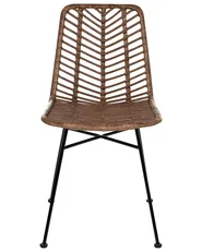 Set of 2 Dining Chairs DILLEY Rattan Brown_1072217