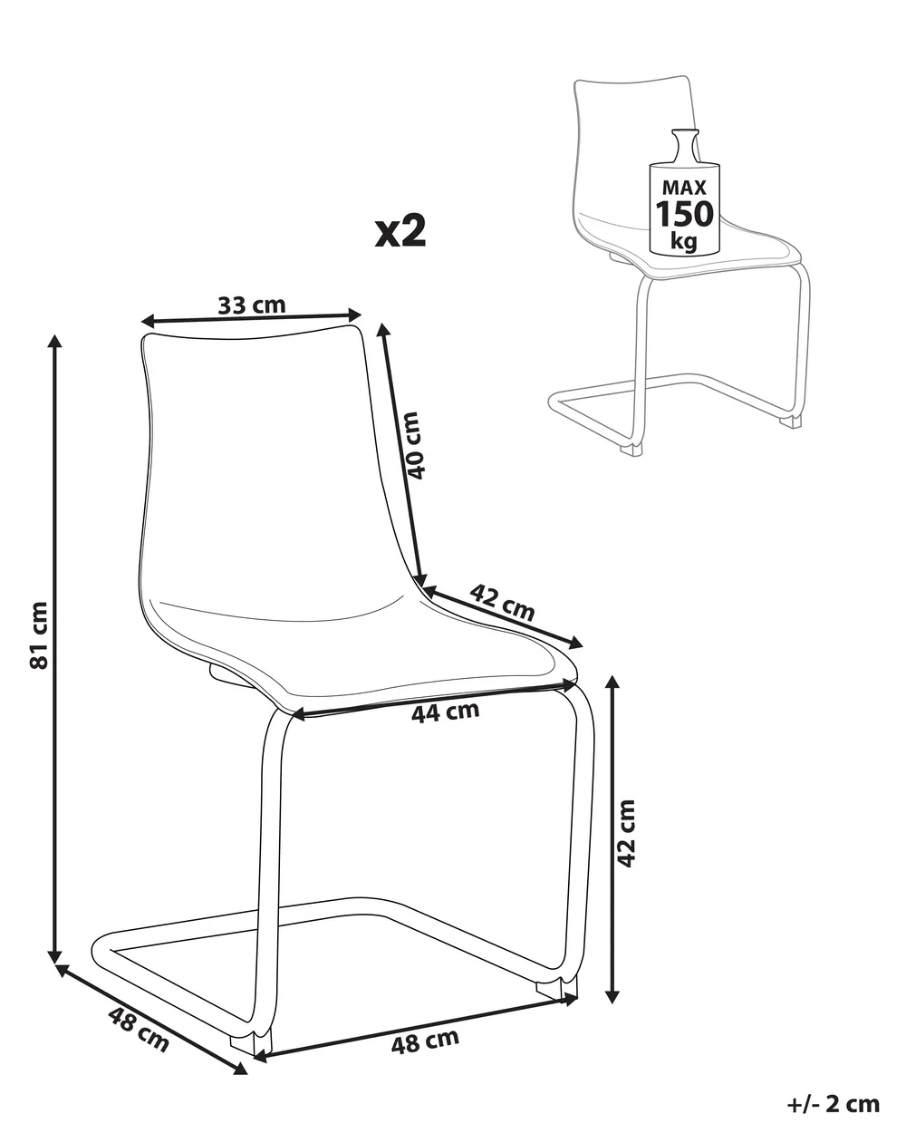 Set of 2 Dining Chairs MARSHALL Transparent_984883