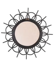 Wall Mirror TELAKIA 60 cm 60 cm Rattan Black_822206