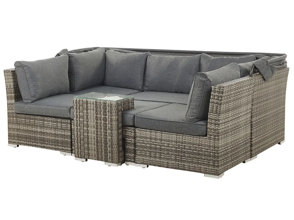 Garden Lounge Set with Table 6 Seater CORTE Modular PE Rattan Dark Brown_776458