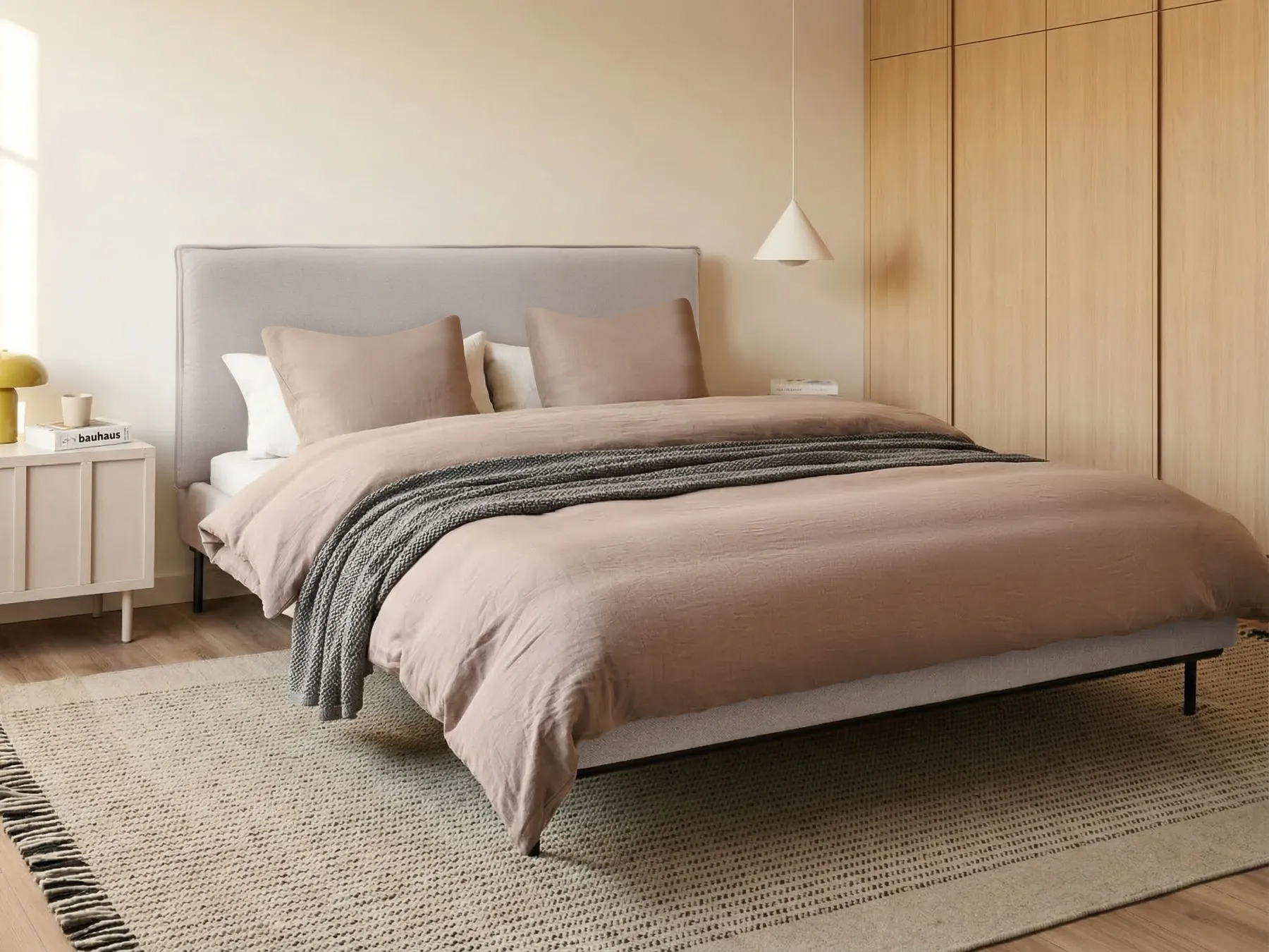 Säng med lamellram CORIO 160 x 200 cm Ljusbeige_903141
