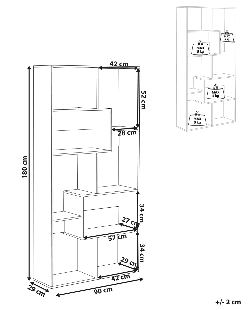 6 Tier Bookcase CHATEH 180 cm Brown_1072346