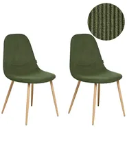 Set of 2 Dining Chairs HILDEN Corduroy Green_995201