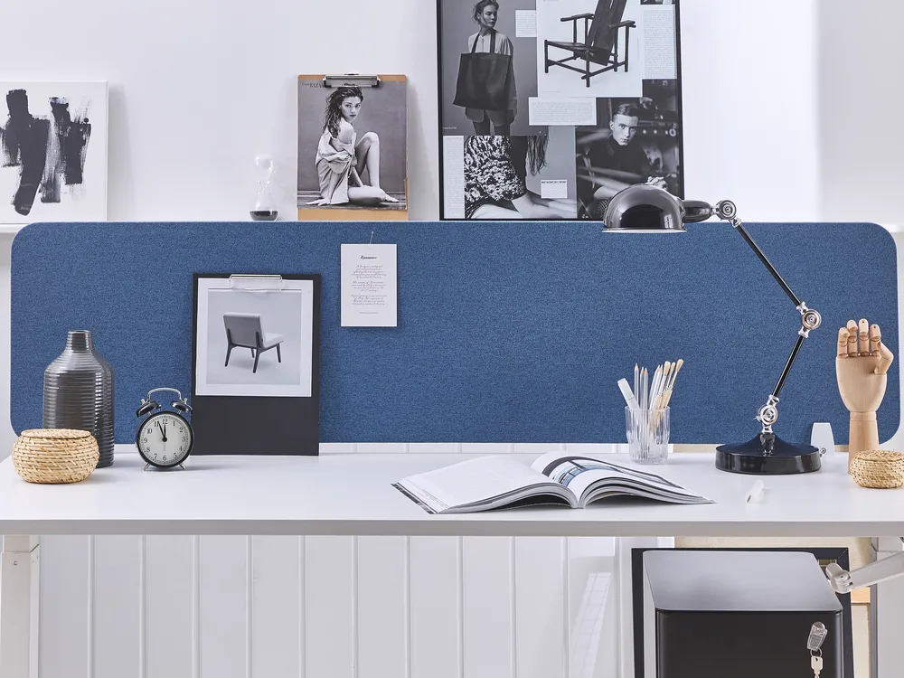 Desk Screen WALLY 160 x 40 cm Blue_800681