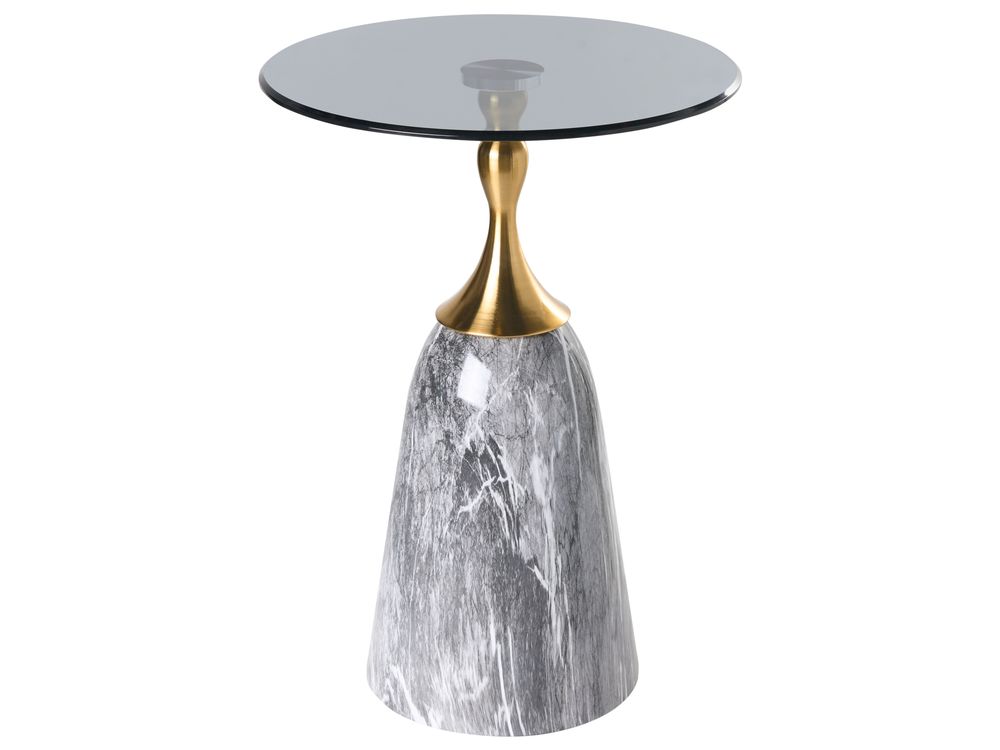Side Table CARTER Tempered Glass Grey Marble