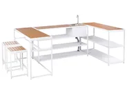 Outdoor Kitchen Set with Sink AVETRANA Brown/ White Metal_987536