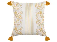 Set of 2 Decorative Cushions BILOBA 45 x 45 cm Cotton Yellow Floral Pattern_838603