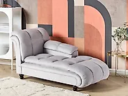 Left-Hand Chaise Longue LORMONT Velvet Light Grey_1177830