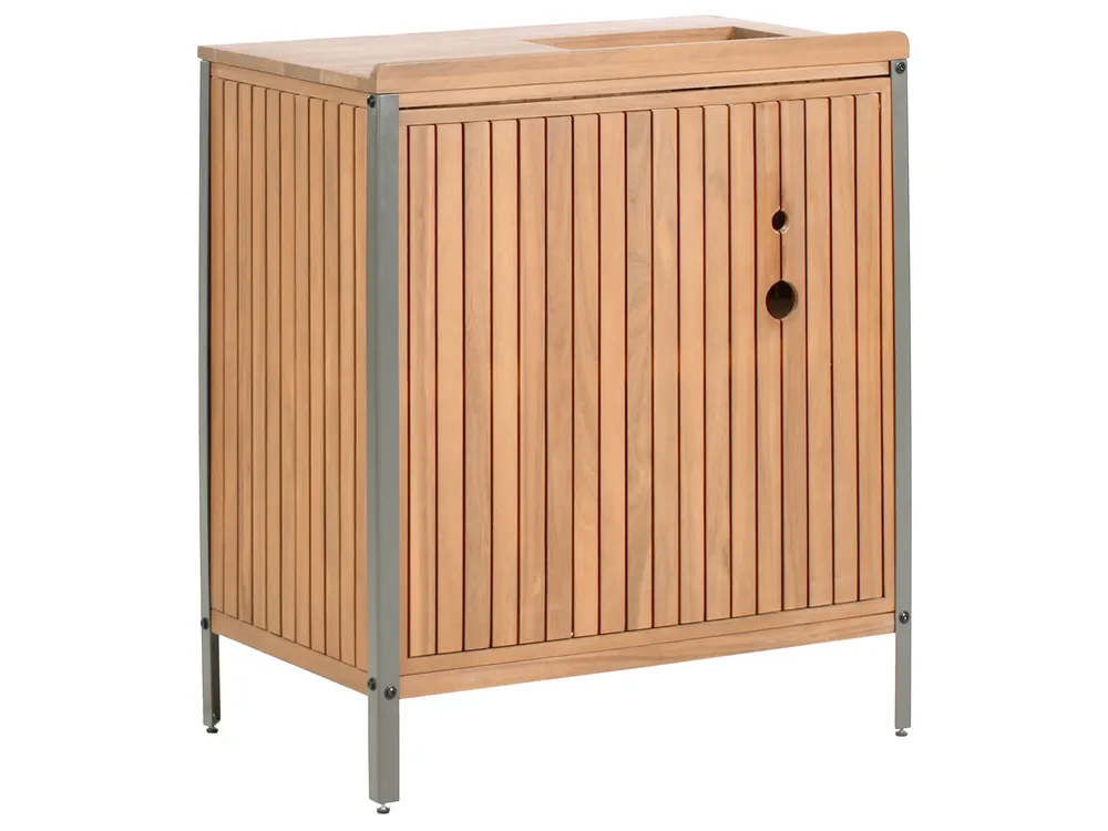 Outdoor Kitchen Cabinet with Sink IVREA Brown/ Black Certified Acacia Wood_988229