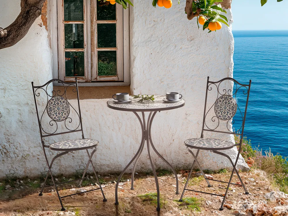 Bistro Set Folding CHAPECO Metal Black