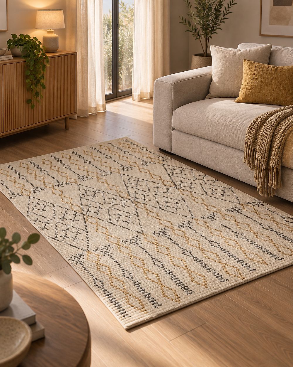 Teppe KADAPA Beige 160 x 230 cm Bomull