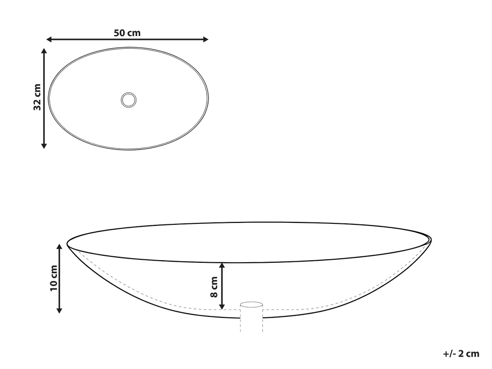 Pesuallas tason päälle ACURIZAL 50 x 32 cm Valkoinen_1098793