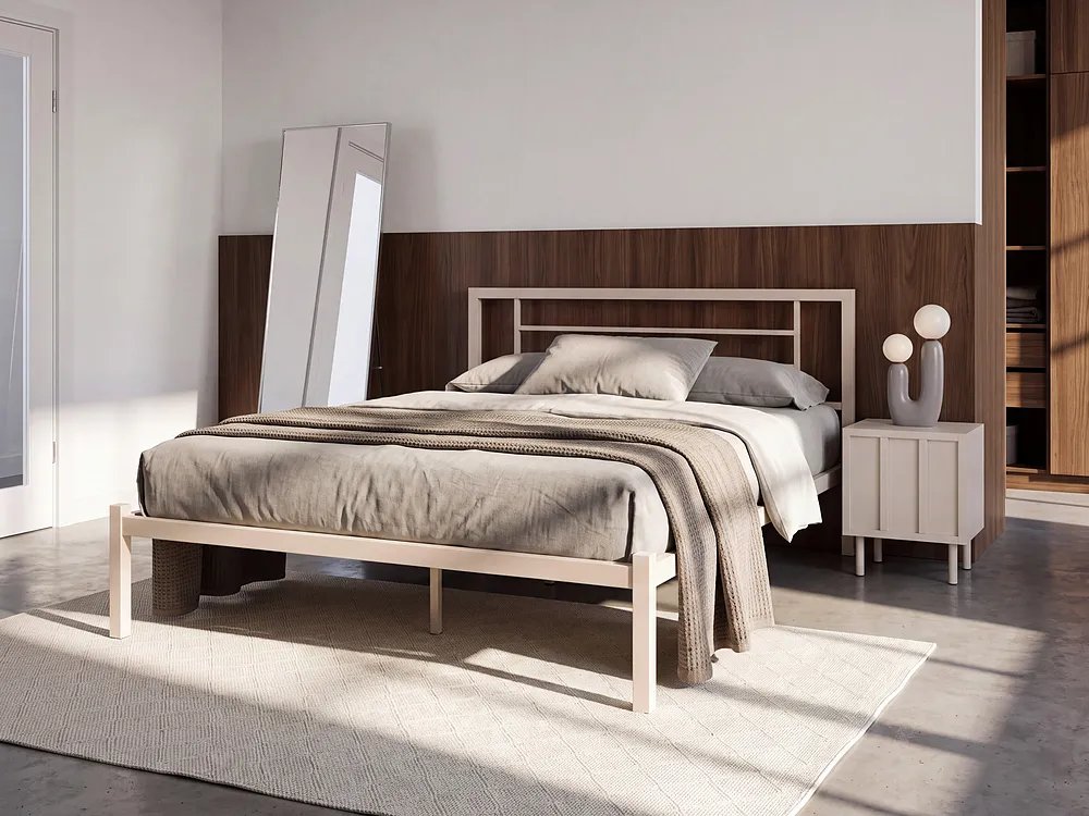 Sänky Metalli CUSSET 120 x 200 cm Vaaleanbeige