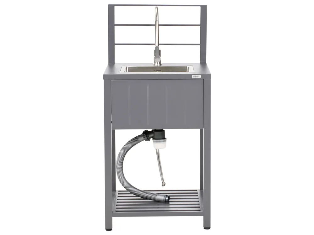4 Piece Outdoor Kitchen Set with Sink VIGGIANO Grey Metal_981012