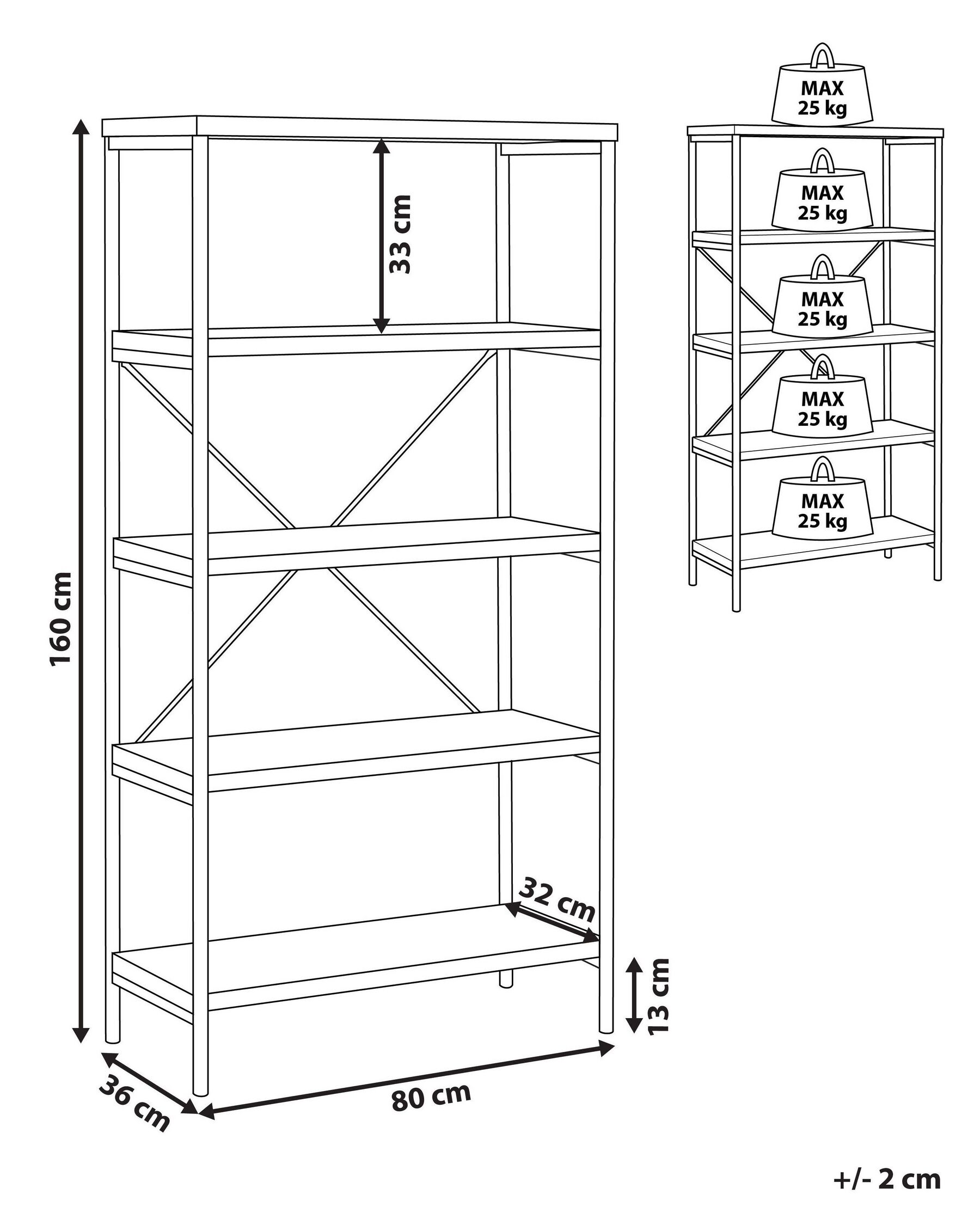 4 Tier Shelving Unit BRISBANE 160 cm Dark Brown_771876