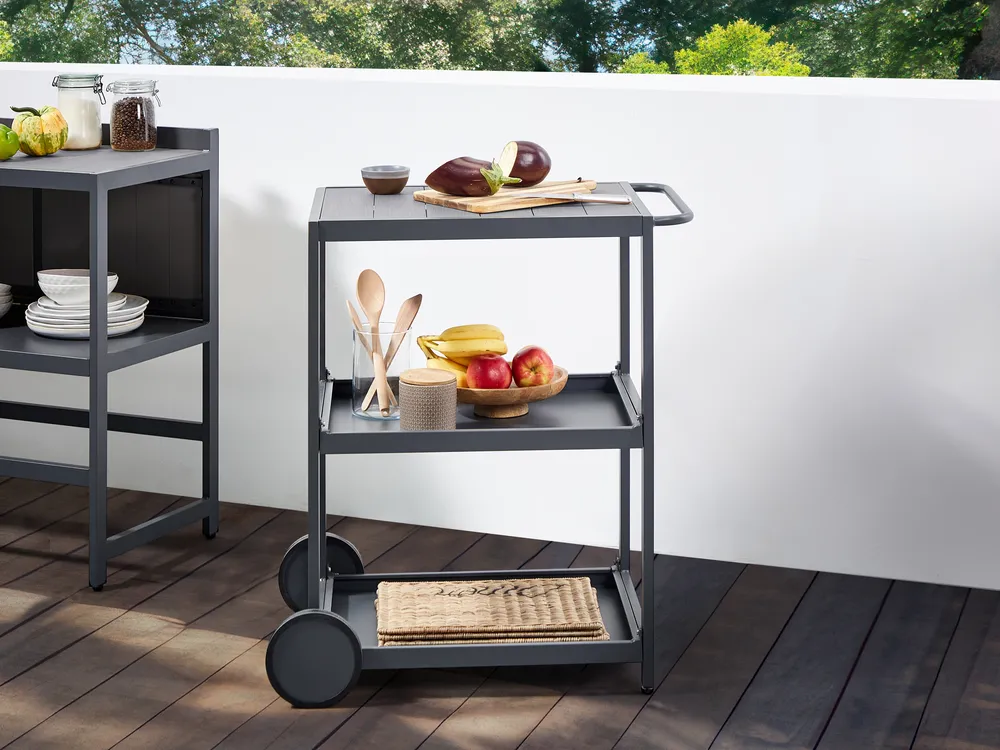 Outdoor Kitchen Set with Sink ORTISEI Graphite Grey Metal_934817