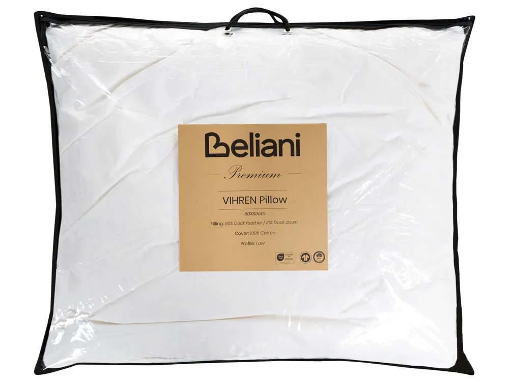 Set of 2 Bed Pillows VIHREN Low 50 x 60 cm Duck Feathers and Down White_1020325