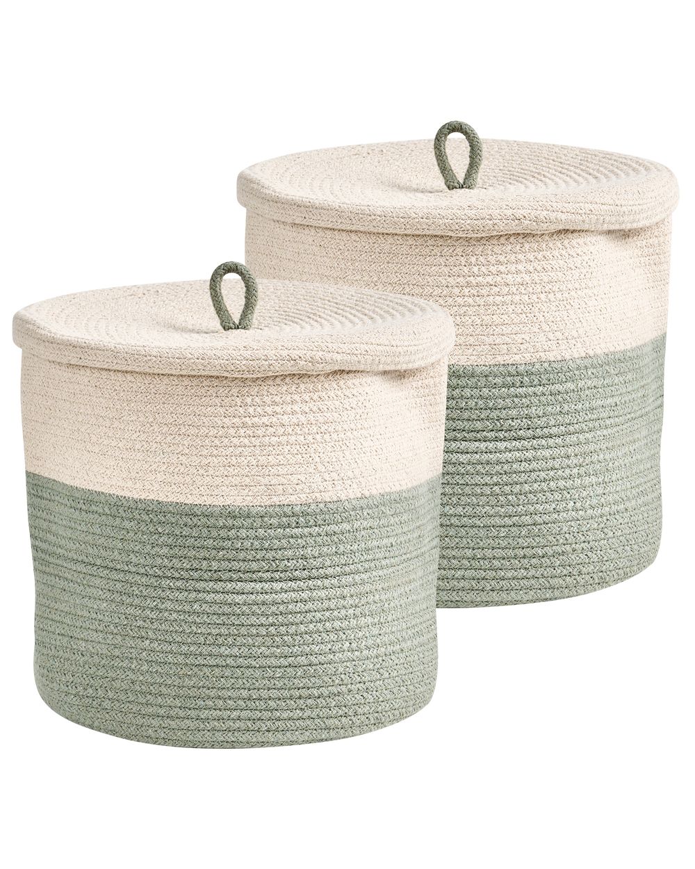 Set med 2 korgar SILOPI Bomull Ljusbeige/ Grön