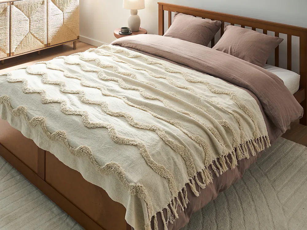 Torkkupeitto KHARI Puuvilla 150 x 200 cm Vaaleanbeige